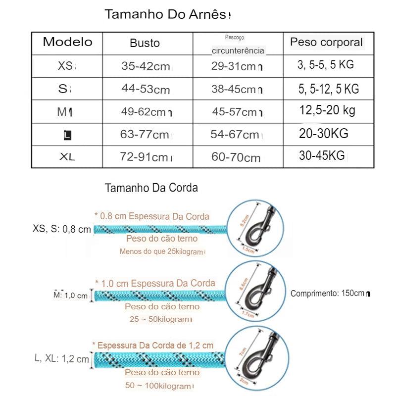 Arnês Ajustável com Coleira Reflexiva para Cães
