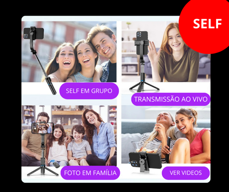 Tripé e controle remoto e Selfie