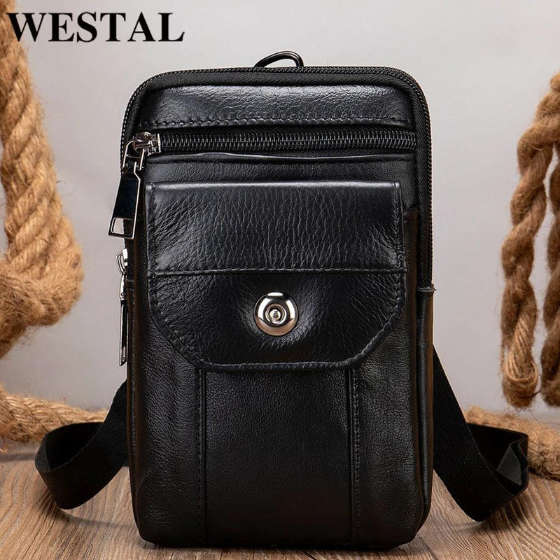 WESTAL Bolsa Masculina Pequena de Couro