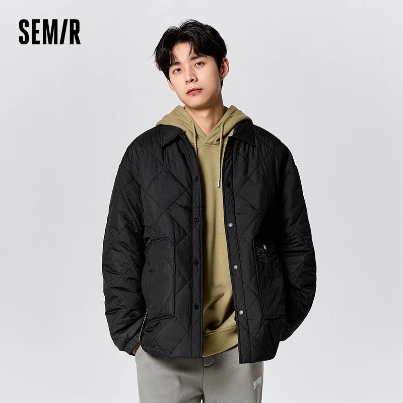 Jaqueta Semir Masculina 2024 Novo Estilo de Casal de Inverno Moda Lapela Jaqueta