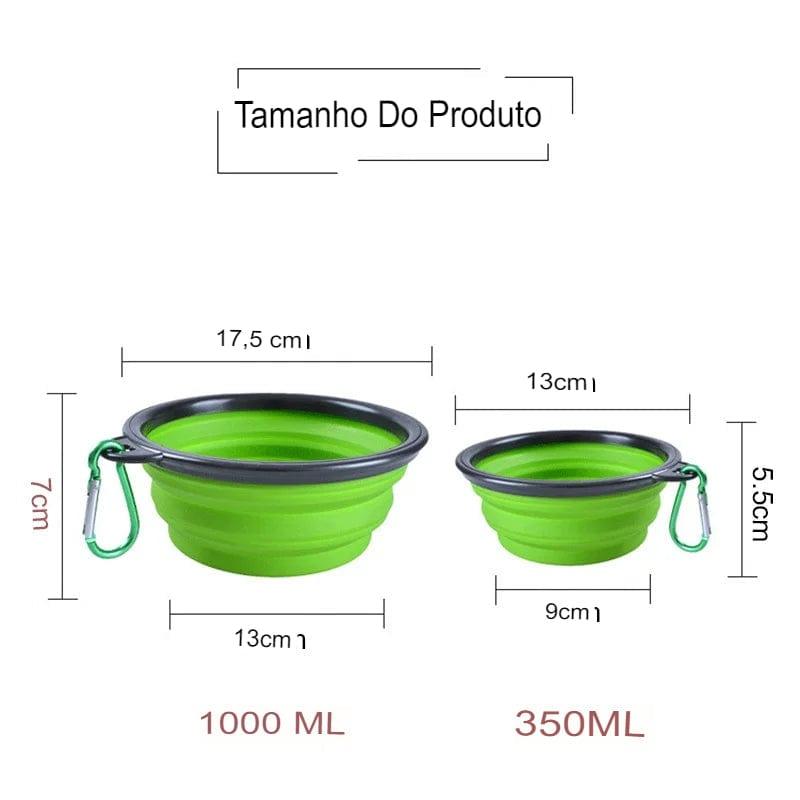 Tigela Dobrável de Silicone 2 em 1 para Pets