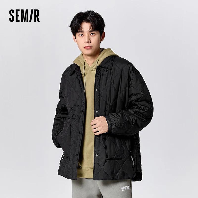 Jaqueta Semir Masculina 2024 Novo Estilo de Casal de Inverno Moda Lapela Jaqueta