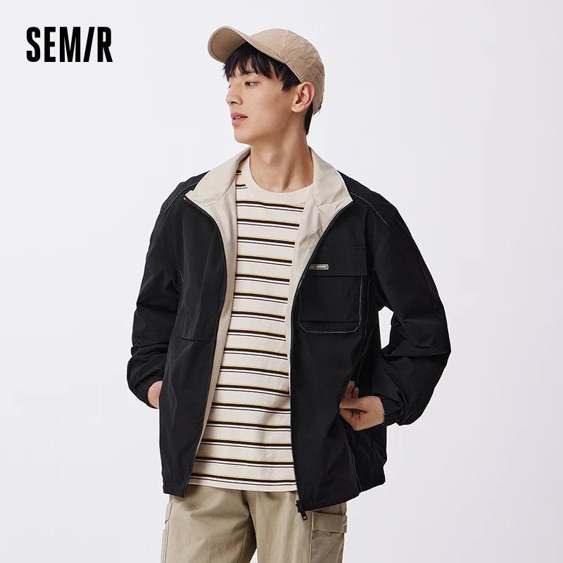 Casaco Semir Masculino Reversível - Moda Outono