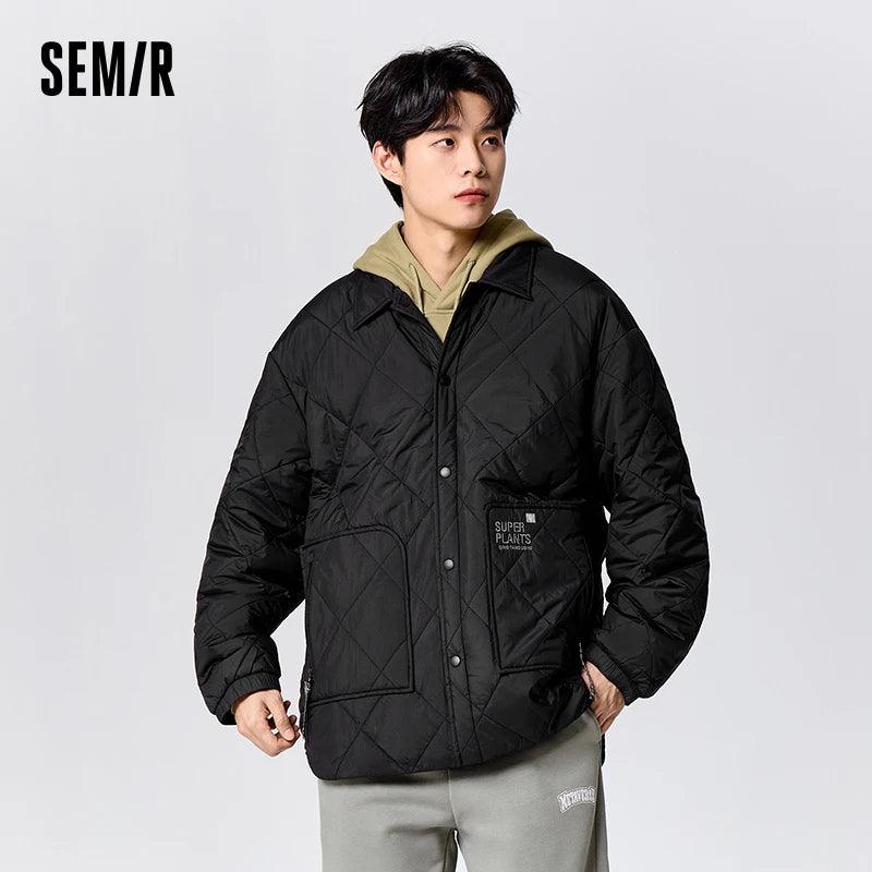 Jaqueta Semir Masculina 2024 Novo Estilo de Casal de Inverno Moda Lapela Jaqueta